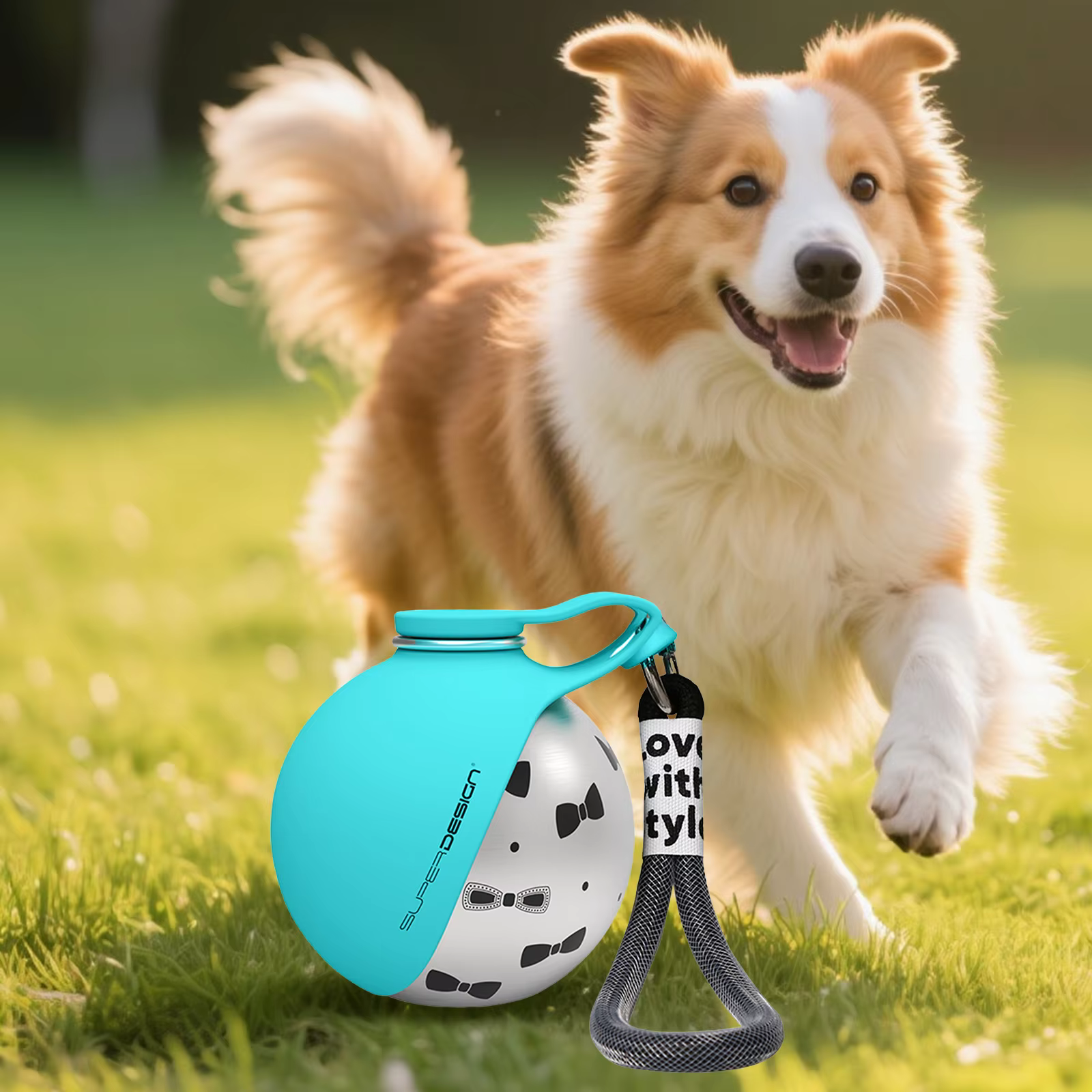 Dog on a walk outdoors